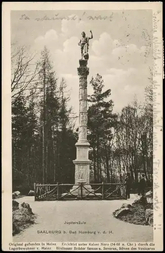 Ansichtskarte Bad Homburg vor der Höhe Jupitersäule Römer - Saalburg 1922