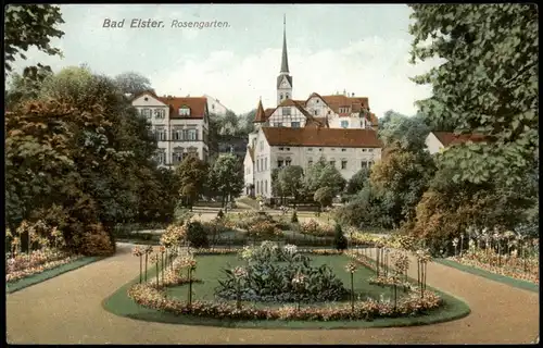 Ansichtskarte Bad Elster Rosengarten, Stadtpartie 1912