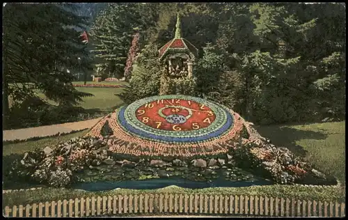 Ansichtskarte Interlaken Blumenuhr 1912