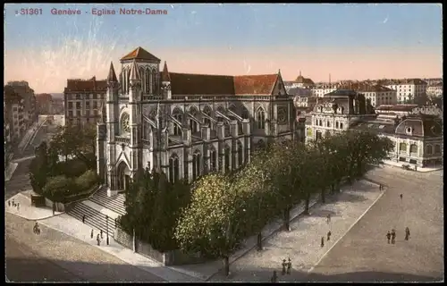 Ansichtskarte Genf Genève Eglise Notre-Dame, Straßenblick 1912