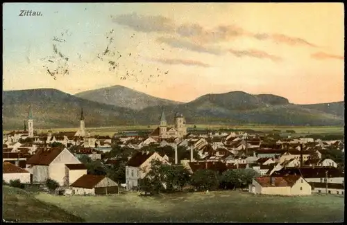 Ansichtskarte Zittau Blick über die Stadt 1920