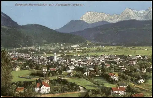 Ansichtskarte Garmisch-Partenkirchen Stadt und Karwendel 1912