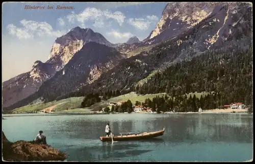 Ramsau bei Berchtesgaden Hintersee Boot Photochromiekarte Nr. 1011 1925