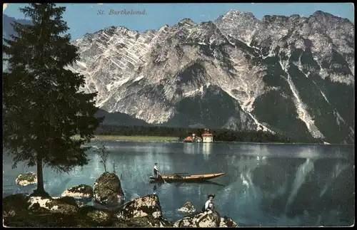 St. Bartholomä-Schönau am Königssee  Königssee Boot - Photochromie 1911