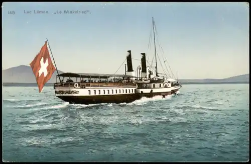 Genf Genève Lac Léman Le Winkelried, Genfersee Fahrgastschiff 1910
