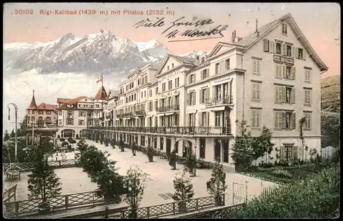 Rigi Kaltbad-Weggis Rigi Kaltbad Partie am Hotel mit Blick zum Pilatus 1911