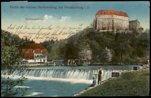 Frankenberg (Sachsen) Schloß Sachsenburg und Fischerhütte 1916