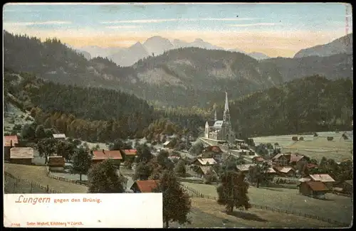 Ansichtskarte Lungern Panorama-Ansicht Blick gegen den Brünig 1900