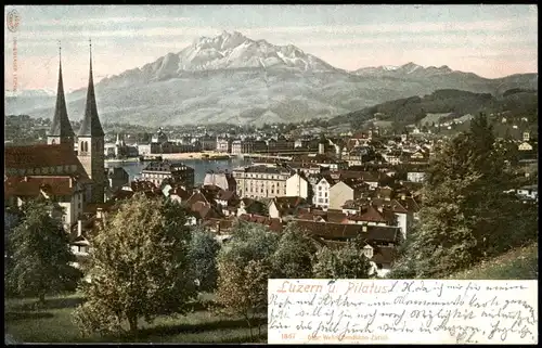 Ansichtskarte Luzern Lucerna Panorama-Ansicht, Stadt-Ansicht 1905