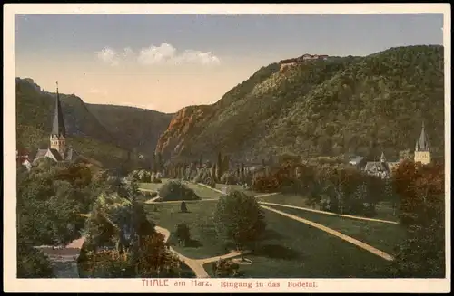 Ansichtskarte Thale (Harz) Bodekessel Zugang Bodetal Harz color Ansicht 1930