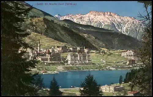 Ansichtskarte St. Moritz Ortspanorama von St. Moritz-Dorf (1839 m) 1910