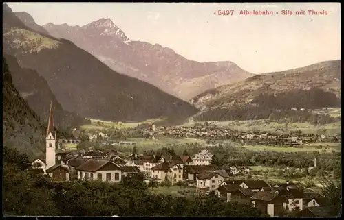 Ansichtskarte .Graubünden Albulabahn Sils mit Thusis 1910