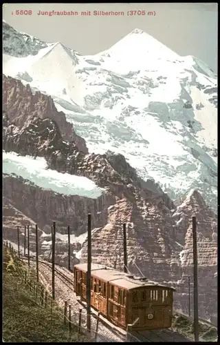 Ansichtskarte Lauterbrunnen Jungfraubahn mit Silberhorn (3705 m) 1910