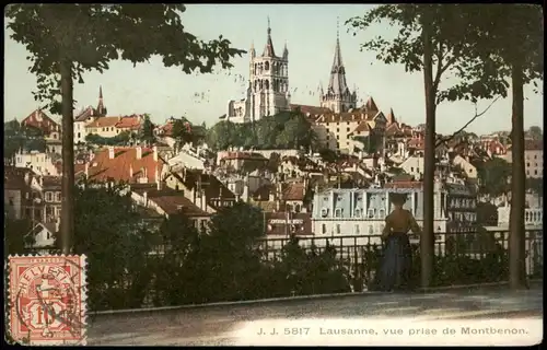 Ansichtskarte Lausanne Ortsansicht, vue prise de Montbenon 1907