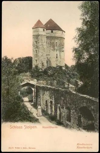 Ansichtskarte Stolpen Burg Stolpen, Frau - Koselturm 1900