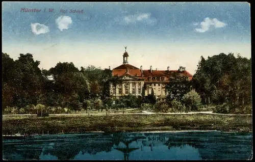 Ansichtskarte Münster (Westfalen) Partie am königlichen Schloß 1917