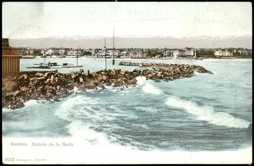 Ansichtskarte Genf Genève Panorama-Ansicht; Entrée de la Rade 1910