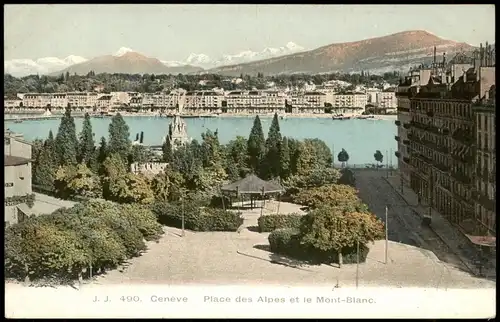 Ansichtskarte Genf Genève Panorama, Place des Alpes et le Mont-Blanc 1910