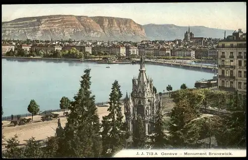 Ansichtskarte Genf Genève Partie am Monument Brunswick 1910