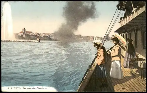 Genf Genève Panorama-Ansicht En Vue de Genève (Blick vom Schiff) 1910