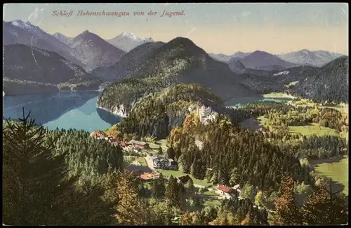 Hohenschwangau-Schwangau Schloss Hohenschwangau Photochromiekarte Nr. 9254 1955