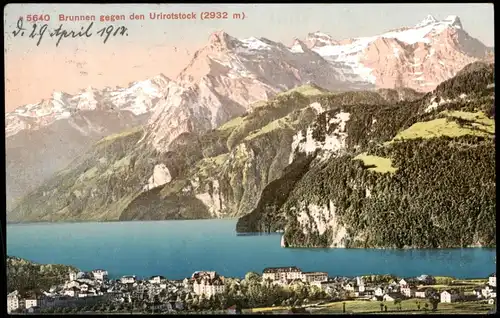 Ansichtskarte Brunnen SZ-Ingenbohl Blick auf die Stadt mit Urirotstock 1912