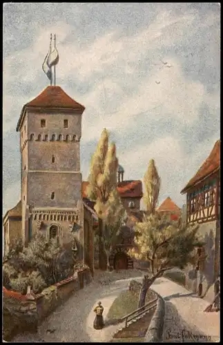 Ansichtskarte Nürnberg Heidenturm (signierte Künsterkarte) 1910