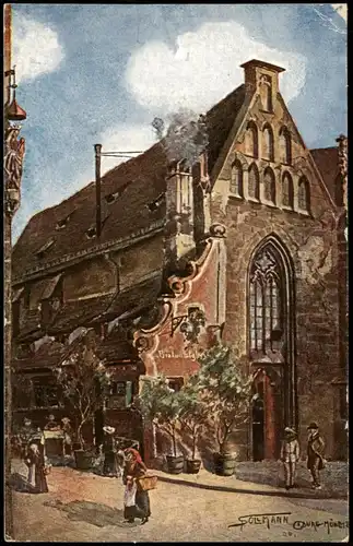 Ansichtskarte Nürnberg Bratwurstglöcklein (signierte Künstlerkarte) 1910