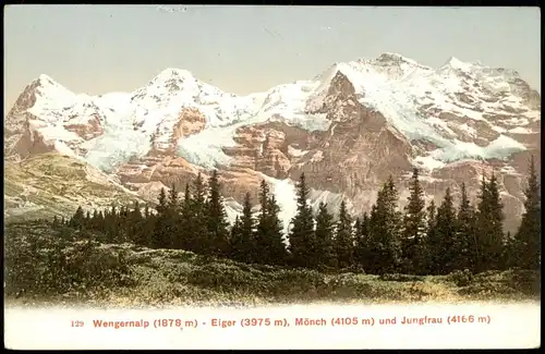 Bern Allgemein Wengernalp mit Eiger (3975 m), Mönch Jungfrau (4166 m) 1910