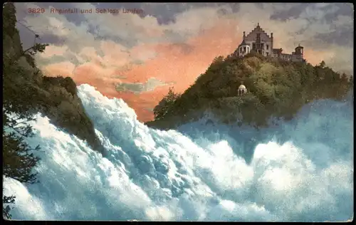 Neuhausen am Rheinfall Rhine River Falls, Rheinfall und Schloss Laufen 1910