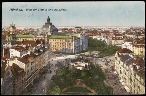 Ansichtskarte München Blick auf Stachus und Karlsplatz, Stadt Panorama 1921