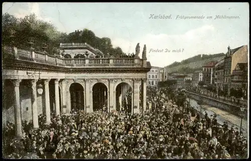 Postcard Karlsbad Karlovy Vary Frühpromenade am Mühlbrunnen 1908