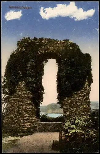 Ansichtskarte Rolandswerth-Remagen Rolandsbogen Durchblick zum Rhein 1910