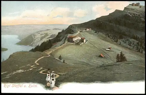 Ansichtskarte Arth SZ Rigi Staffel u. Kulm - Wanderer 1909