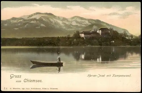 Ansichtskarte Chiemsee Herren-Insel mit Kampenwand. 1911