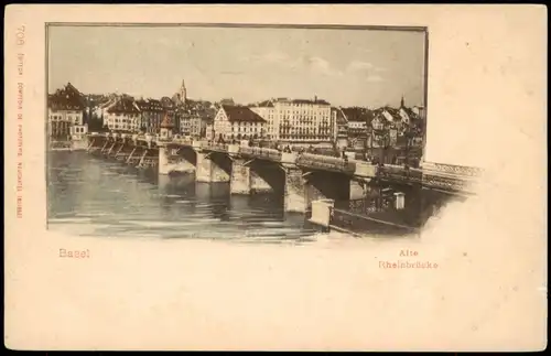 Ansichtskarte Basel Alte Rheinbrücke 1913
