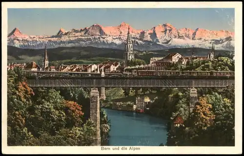 Ansichtskarte Bern (Schweiz) Berne Stadt und Alpen 1926