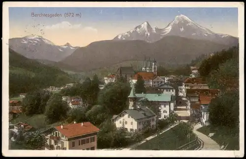 Ansichtskarte Berchtesgaden Panorama und Straßenpartie 1934