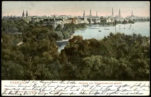 Ansichtskarte Hamburg Stadt vom Schwanenwik aus 1905