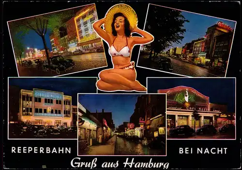 Ansichtskarte St. Pauli-Hamburg Reeperbahn MB 1965gelaufen Bahnpoststempel