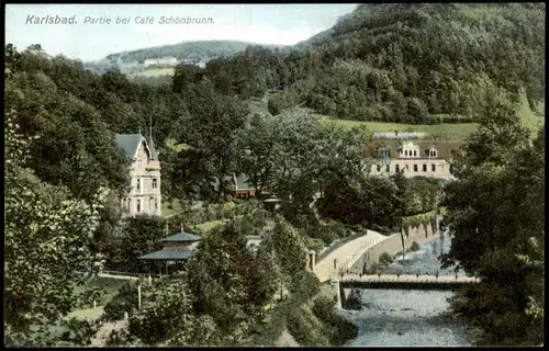 Karlsbad Karlovy Vary Karlsbad Partie bei Café Schönbrunn 1910