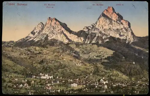 Ansichtskarte .Schweiz Schweizer Alpen Schwyz Kl. Mythen Gr. Mythen 1924