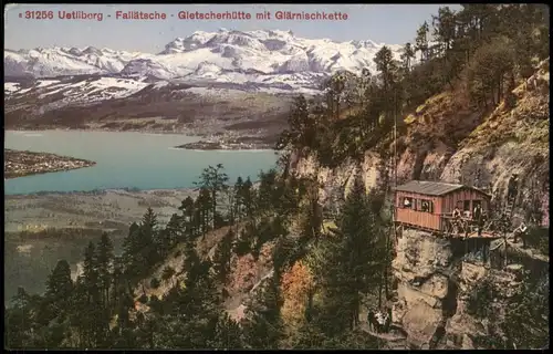 .Schweiz Uetliberg Fallätsche Gletscherhütte mit Glärnischkette 1918