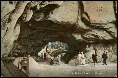 Kirnitzschtal-Sebnitz Sächs. Schweiz Kuhstall Berghöhlen-Motiv 1910