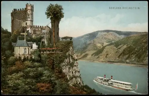 Ansichtskarte Bingen am Rhein Burg Schloss Rheinstein Rhein Blick 1910