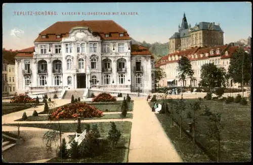 Teplitz-Schönau Teplice KAISERIN ELISABETH BAD MIT ANLAGEN 1912