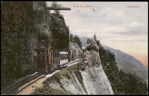Ansichtskarte Arth SZ Schweizer Bergbahn Arth-Rigibahn Kräbelwand 1907