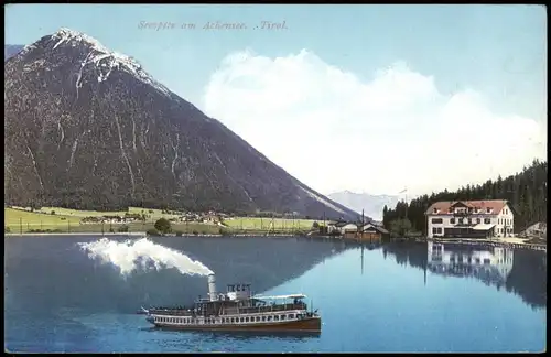 Ansichtskarte Achensee Seespitz am Achensee in Tirol, Fahrgastschiff 1910