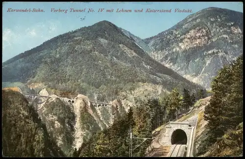 Mittenwald Karwendel-Bahn Vorberg Tunnel mit Lehnen und Kaiserstand Viadukt 1914
