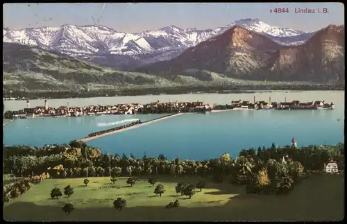 Lindau (Bodensee) Panorama-Ansicht, See und Fernansicht Alpen 1921